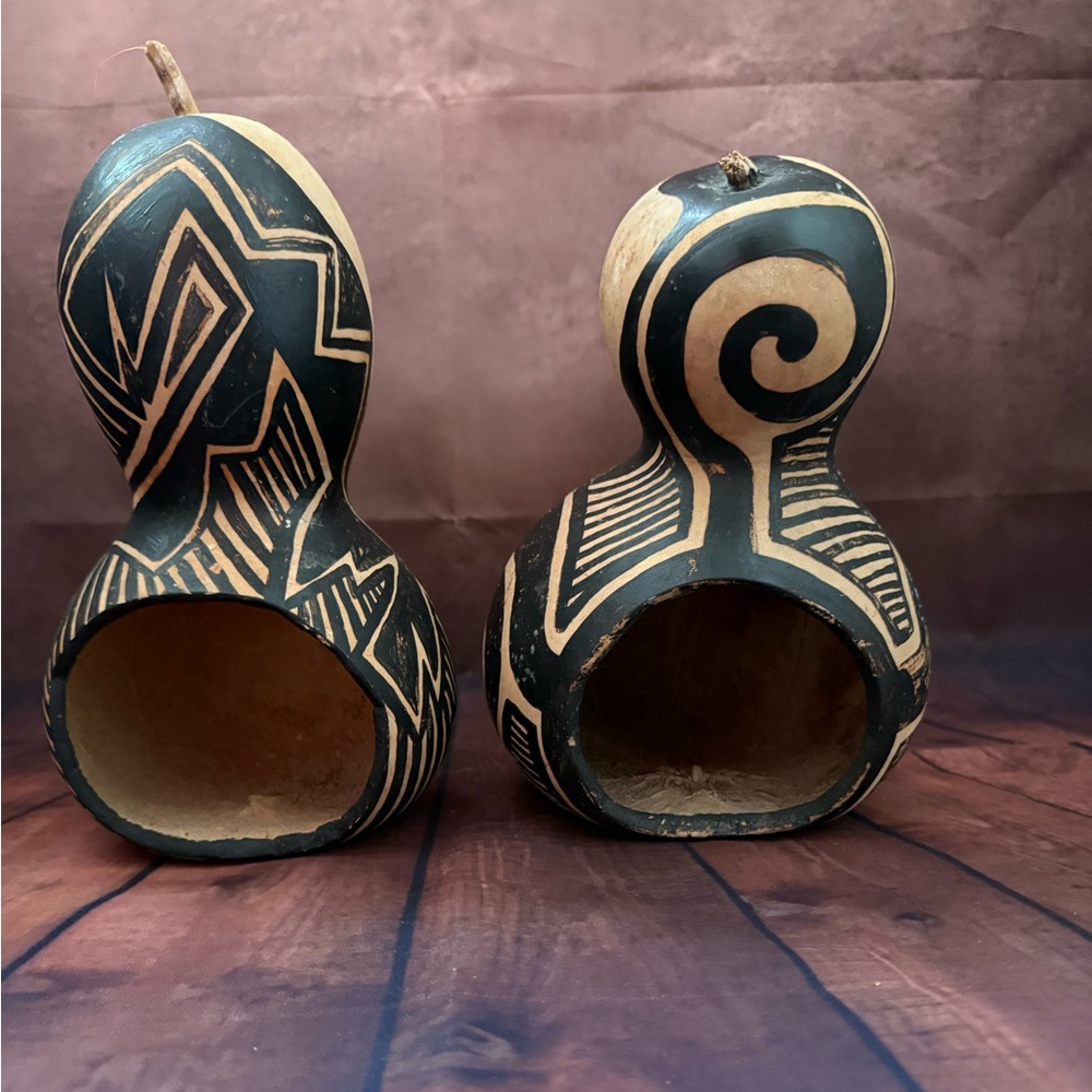 Vintage hand painted and hand carved squash